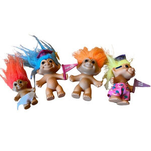 Lot of 4 Russ Troll Dolls - 1992 Grads w/ flag, Diaper and Naked